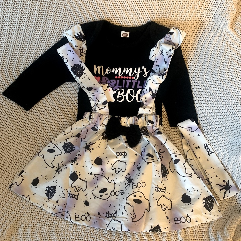 New Toddler Long Sleeve Undershirt Ghost Halloween 3 Piece Outfiit
